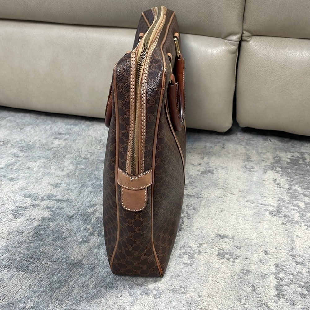 Celine Brown Macadam Briefcase Business Laptop Bag Top Handle - Picture 9 of 17